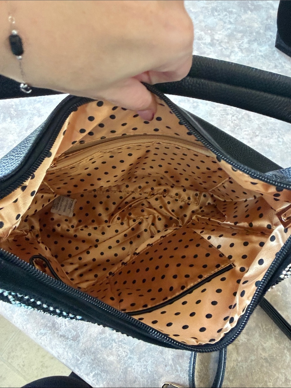Black Rhinestone Patterned Shoulder Bag - Picture 5 of 9